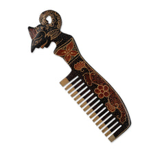 Load image into Gallery viewer, Folk Art-Themed Batik Pule Wood Wayang Comb Wall Accent - The Wayang | NOVICA
