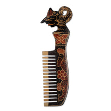 Load image into Gallery viewer, Folk Art-Themed Batik Pule Wood Wayang Comb Wall Accent - The Wayang | NOVICA
