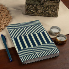 Load image into Gallery viewer, Blue and Ivory Block-Printed 80-Page 100% Cotton Journal - Blue &amp; Wonderful | NOVICA
