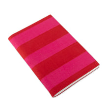 Load image into Gallery viewer, Block-Printed Cotton Journal with Fuchsia and Red Stripes - Memories in Fuchsia | NOVICA
