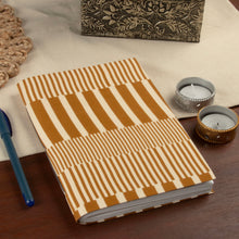 Load image into Gallery viewer, 80-Page Block-Printed Cotton Journal in Yellow and Ivory - Yellow &amp; Jolly | NOVICA
