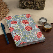 Load image into Gallery viewer, Spring-Patterned Blue and Red 100% Cotton 80-Page Journal - Blossoming Story | NOVICA
