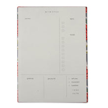 Load image into Gallery viewer, Red and Blue 43-Page Block-Printed Cotton Daily Planner - Blossoming Mornings | NOVICA
