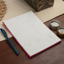 Load image into Gallery viewer, Striped Fuchsia and Red Block-Printed Cotton Daily Planner - Choices in Fuchsia | NOVICA
