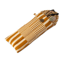 Load image into Gallery viewer, Cotton Pencil Eyeglass Case 2-Piece Set with Striped Design - Yellow and Jolly Functionality | NOVICA
