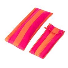 Load image into Gallery viewer, Orange Fuchsia Cotton Pencil and Eyeglass Case 2-Piece Set - Sweet Functionality | NOVICA
