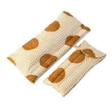 Load image into Gallery viewer, Dotted Ochre Ivory 2-Piece Cotton Pencil Eyeglass Case Set - Ochre Dot Functionality | NOVICA
