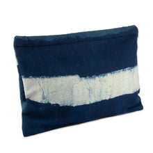 Load image into Gallery viewer, Cotton Toiletry Case and Journal 2-Piece Set with Stripes - Indigo Wanderer | NOVICA
