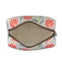 Load image into Gallery viewer, Spring-Patterned Blue and Red Zippered Cotton Toiletry Case - Blossoming Itinerary | NOVICA
