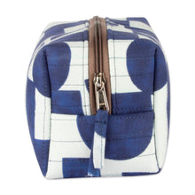 Load image into Gallery viewer, Abstract-Patterned Blue and White 100% Cotton Toiletry Case - Avant-Garde Essential | NOVICA
