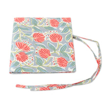 Load image into Gallery viewer, Spring-Patterned Block-Printed 100% Cotton Roll Pencil Case - Blossoming Brushstrokes | NOVICA

