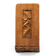 Load image into Gallery viewer, Nature-Inspired Golden and Brown Jempinis Wood Phone Holder - Natural Tomorrow | NOVICA
