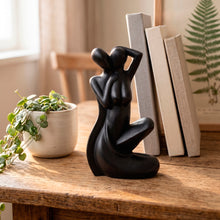 Load image into Gallery viewer, Semi-Abstract Artistic Carved Wood Sculpture of Two Lovers - Our Love Story in Black | NOVICA
