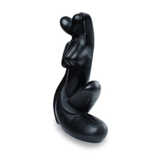 Load image into Gallery viewer, Semi-Abstract Artistic Carved Wood Sculpture of Two Lovers - Our Love Story in Black | NOVICA
