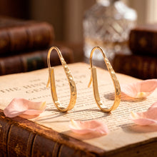 Load image into Gallery viewer, Hammered 18k Gold-Plated Hoop Earrings with Wavy Accents - Glitter Dame | NOVICA
