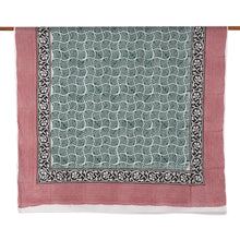 Load image into Gallery viewer, Striped Fan Vine-Patterned Hand-Block Printed Cotton Sarong - Modern Contrasts | NOVICA
