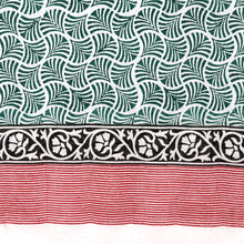 Load image into Gallery viewer, Striped Fan Vine-Patterned Hand-Block Printed Cotton Sarong - Modern Contrasts | NOVICA

