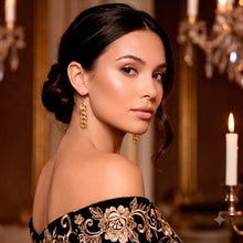 Load image into Gallery viewer, 18k Gold-Plated Dangle Earrings with Cuban Link Chain Design - Shimmering Chain | NOVICA
