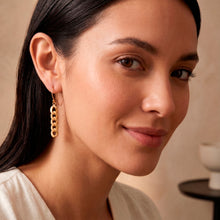 Load image into Gallery viewer, 18k Gold-Plated Dangle Earrings with Cuban Link Chain Design - Shimmering Chain | NOVICA
