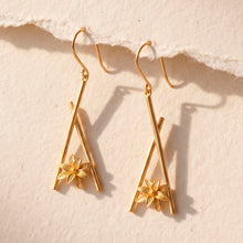 Load image into Gallery viewer, Floral and Chopstick-Inspired 18k Gold-Plated Brass Earrings - Floral Chopsticks | NOVICA
