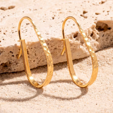 Load image into Gallery viewer, 18k Gold-Plated Modern Hammered Oval Teardrop Hoop Earrings - Hammered Oval | NOVICA
