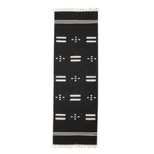 Load image into Gallery viewer, 2x6 Dot and Dash Morse Code-Inspired Cotton Dhurrie Rug - Midnight Dots and Dashes | NOVICA
