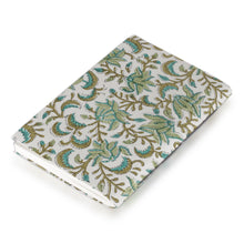 Load image into Gallery viewer, Hand-Block Printed Floral-Patterned Blank Cotton Journal - Leafy Inspiration | NOVICA
