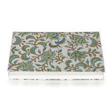 Load image into Gallery viewer, Hand-Block Printed Floral-Patterned Blank Cotton Journal - Leafy Inspiration | NOVICA

