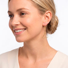 Load image into Gallery viewer, Minimalist Triangle-Shaped 18k Gold-Plated Dangle Earrings - Golden Hills | NOVICA
