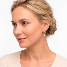 Load image into Gallery viewer, Avant-Garde 18k Gold-Plated Brass Triangle Dangle Earrings - Deep Glow | NOVICA
