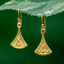Load image into Gallery viewer, 18k Gold-Plated Earrings in Polished and Textured Finishes - Victorious Leaf | NOVICA
