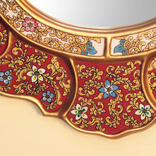 Load image into Gallery viewer, Unique Red and Gold Reverse Painted Glass Wall Mirror - Floral Crimson | NOVICA
