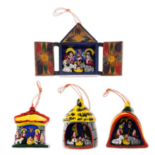 Load image into Gallery viewer, Hand Made Religious Wood Christmas Ornaments (Set of 4) - Nativity | NOVICA
