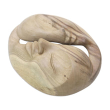 Load image into Gallery viewer, Modern Hibiscus Wood Mask - Love Circle | NOVICA
