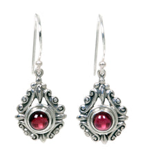 Load image into Gallery viewer, Sterling Silver Garnet Dangle Earrings - Heart of Peace | NOVICA
