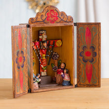 Load image into Gallery viewer, Hand Made Religious Wood Retablo Diorama Andean Folk Art - Cross of Lamentation | NOVICA
