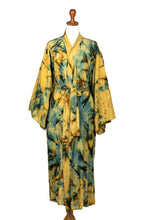 Load image into Gallery viewer, Women&#39;s Batik Patterned Robe - Golden Firebirds | NOVICA
