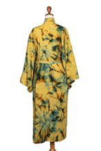 Load image into Gallery viewer, Women&#39;s Batik Patterned Robe - Golden Firebirds | NOVICA
