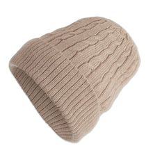 Load image into Gallery viewer, Unique Womens Alpaca Wool Solid Knit Hat - Tan Mountain Path | NOVICA

