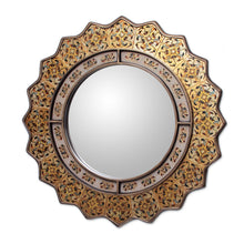 Load image into Gallery viewer, Fair Trade Reverse Painted Glass Oval Wall Mirror - Marigold | NOVICA
