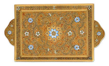 Load image into Gallery viewer, Reverse Painted Glass Serving Tray - Butterscotch Blossoms | NOVICA
