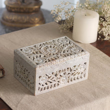 Load image into Gallery viewer, Jali Soapstone Jewelry Box - White Roses | NOVICA
