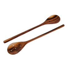 Load image into Gallery viewer, Handcarved Wood Slotted Spoons (Pair) - Peten Delight | NOVICA
