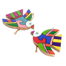 Load image into Gallery viewer, Pinewood ornaments (Set of 6) - Songbird | NOVICA
