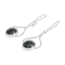 Load image into Gallery viewer, Hand Crafted Sterling Silver Dangle Jade Earrings - Modern Mixco | NOVICA
