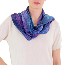 Load image into Gallery viewer, Rayon Chenille Scarf - Sapphire Dreamer | NOVICA
