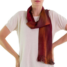 Load image into Gallery viewer, Handcrafted Red Ombre Rayon Scarf - Solola Sunset | NOVICA
