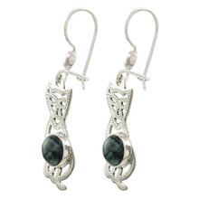 Load image into Gallery viewer, Jade dangle earrings - Mystic Green Cats | NOVICA
