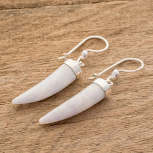 Load image into Gallery viewer, Artisan Crafted Lilac Jade Dangle Earrings - Forest Cat | NOVICA
