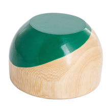 Load image into Gallery viewer, Dip Painted Hand Carved Wood Bowl (Small) - Spicy Green | NOVICA
